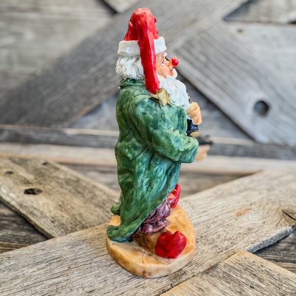 Vintage Folk Art Santa Dressed Up As Clown w/ Musical Instrument, Christmas, 6"H - Picture 5 of 13